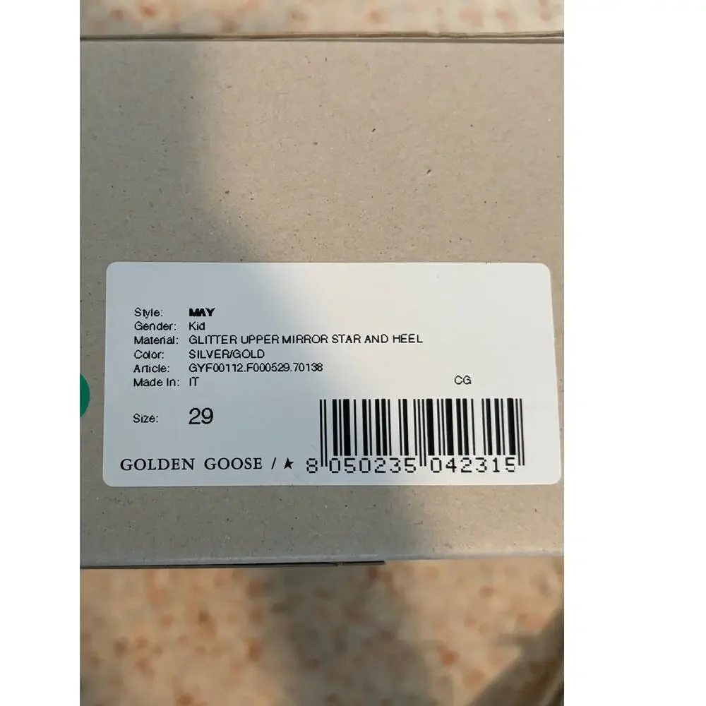 Golden Goose Kids May Kids Unisex Sneakers - Silver Gold - Size 29 US 12